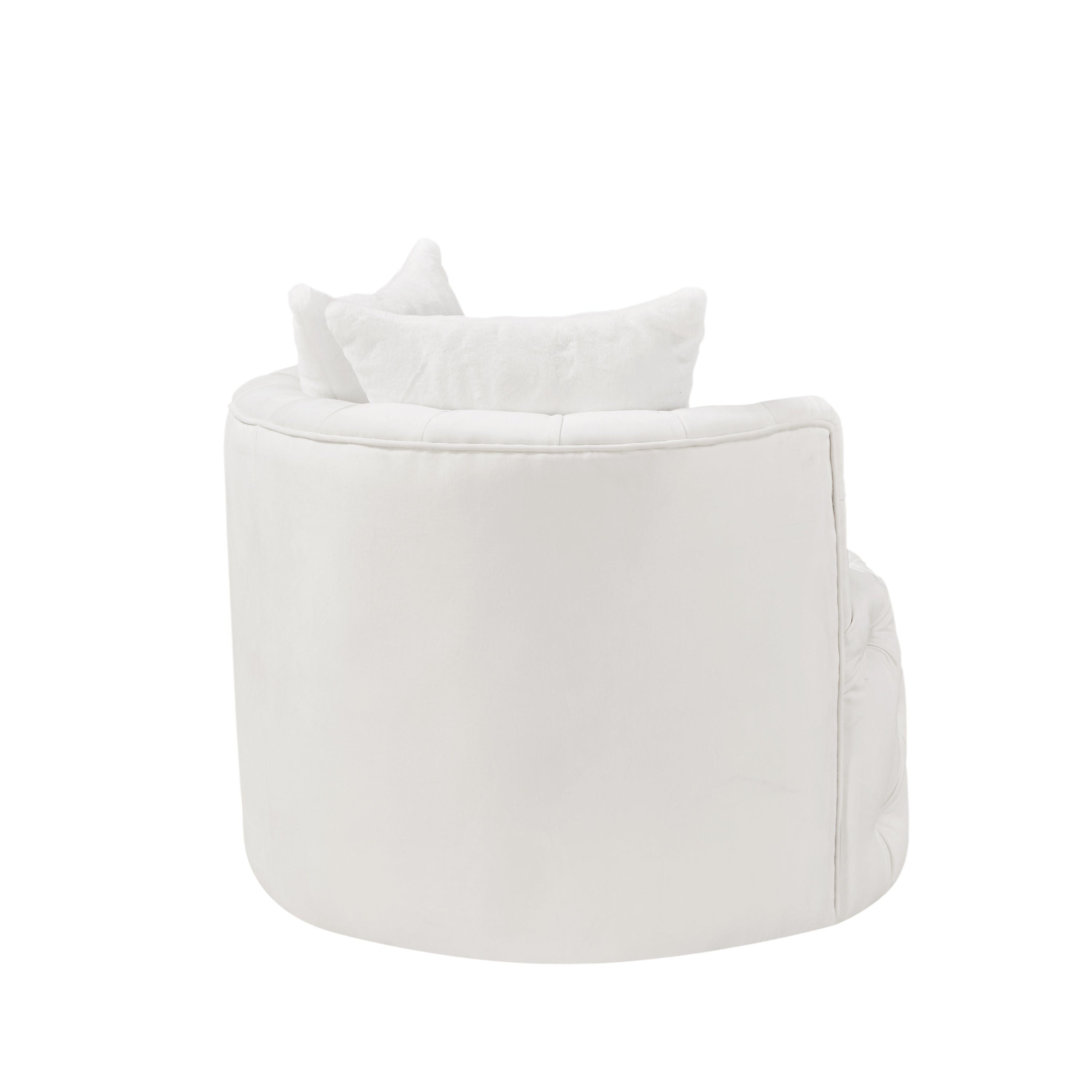 Swivel Barrel Chair with 360° Rotating Base and 2 Pillows