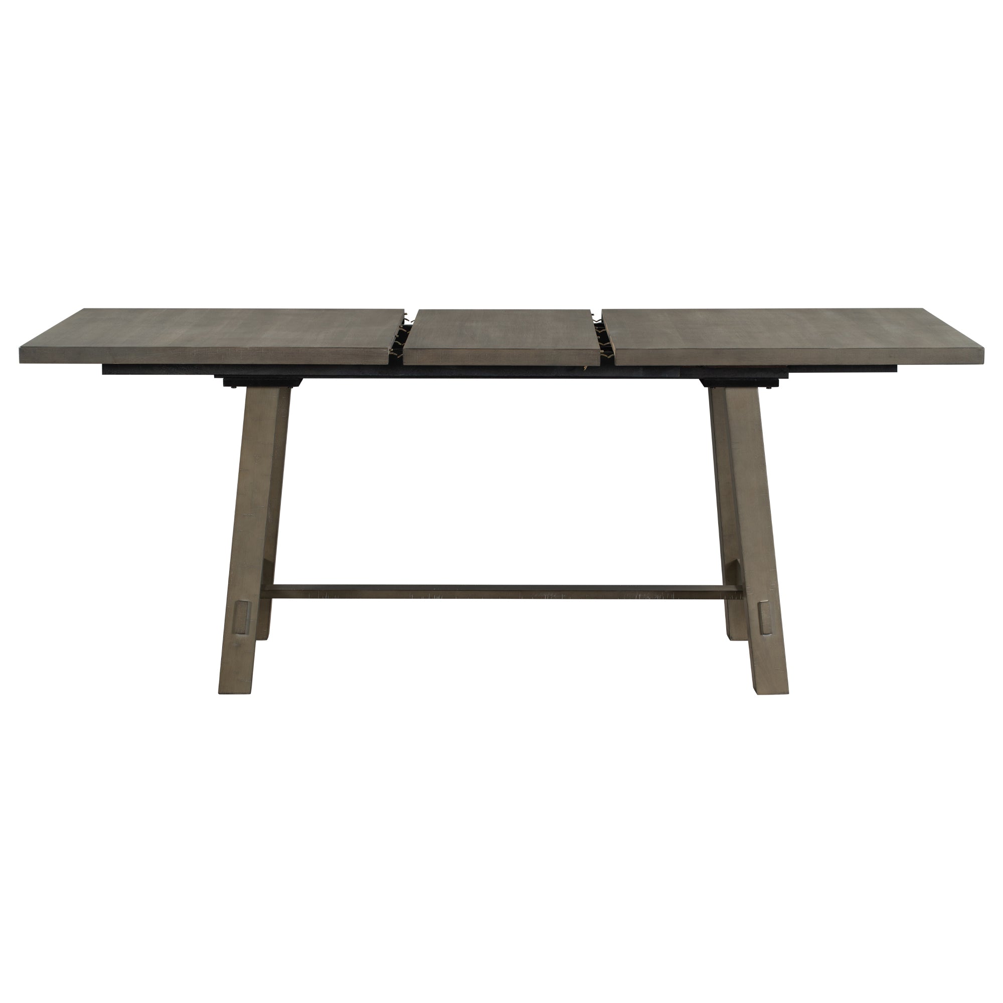 Retro Style Rectangular Dining Table Wood Extendable with 18" Leaf, Seats up to 8 - Gray