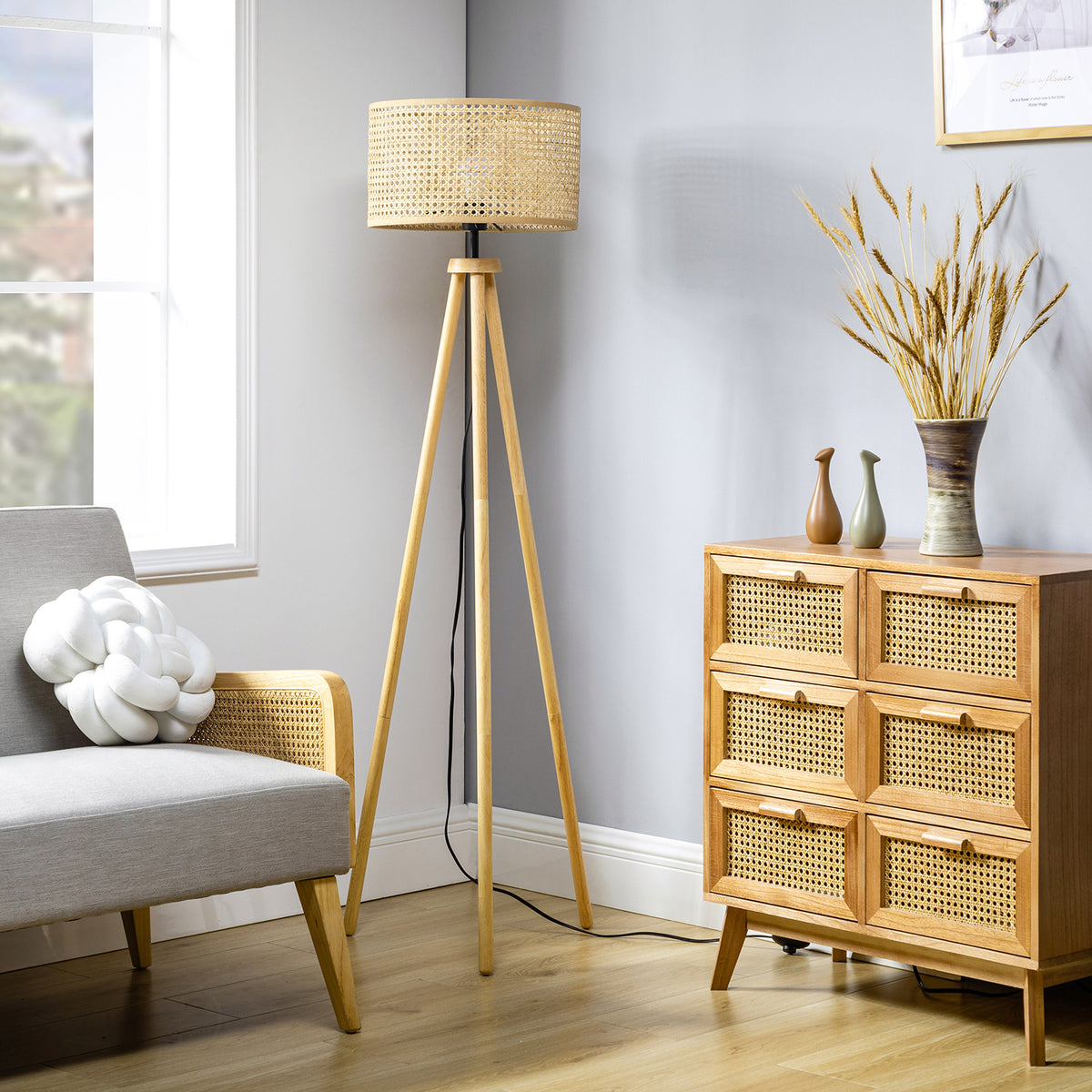 Sulawesi Rattan 58.5" Floor Lamp - Natural