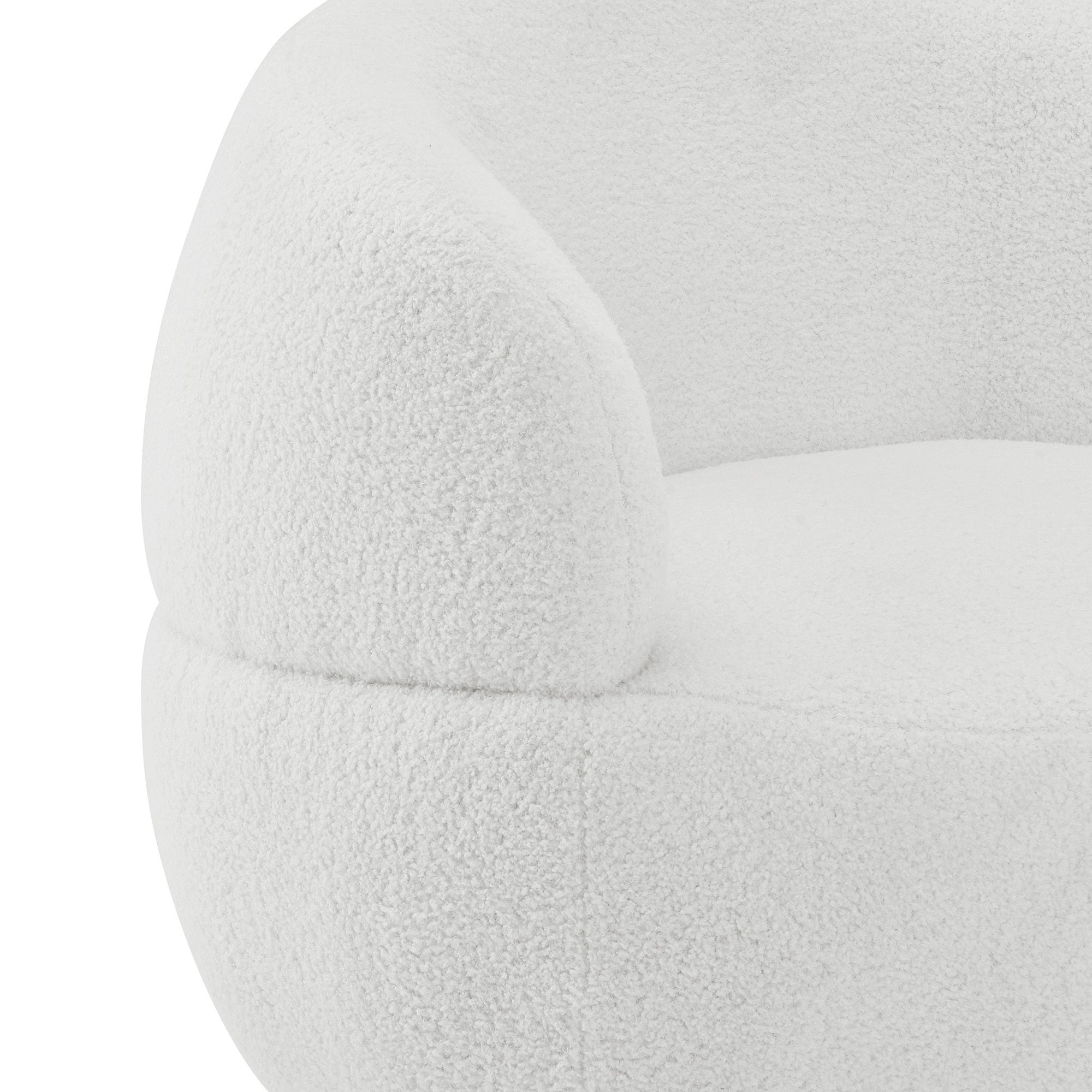 Swviel Barrel Chair Gold Stainless Steel Base with Storage Ottoman - Teddy Fabric Ivory