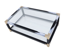 Lafty Coffee Table in White Brushed & Clear Glass