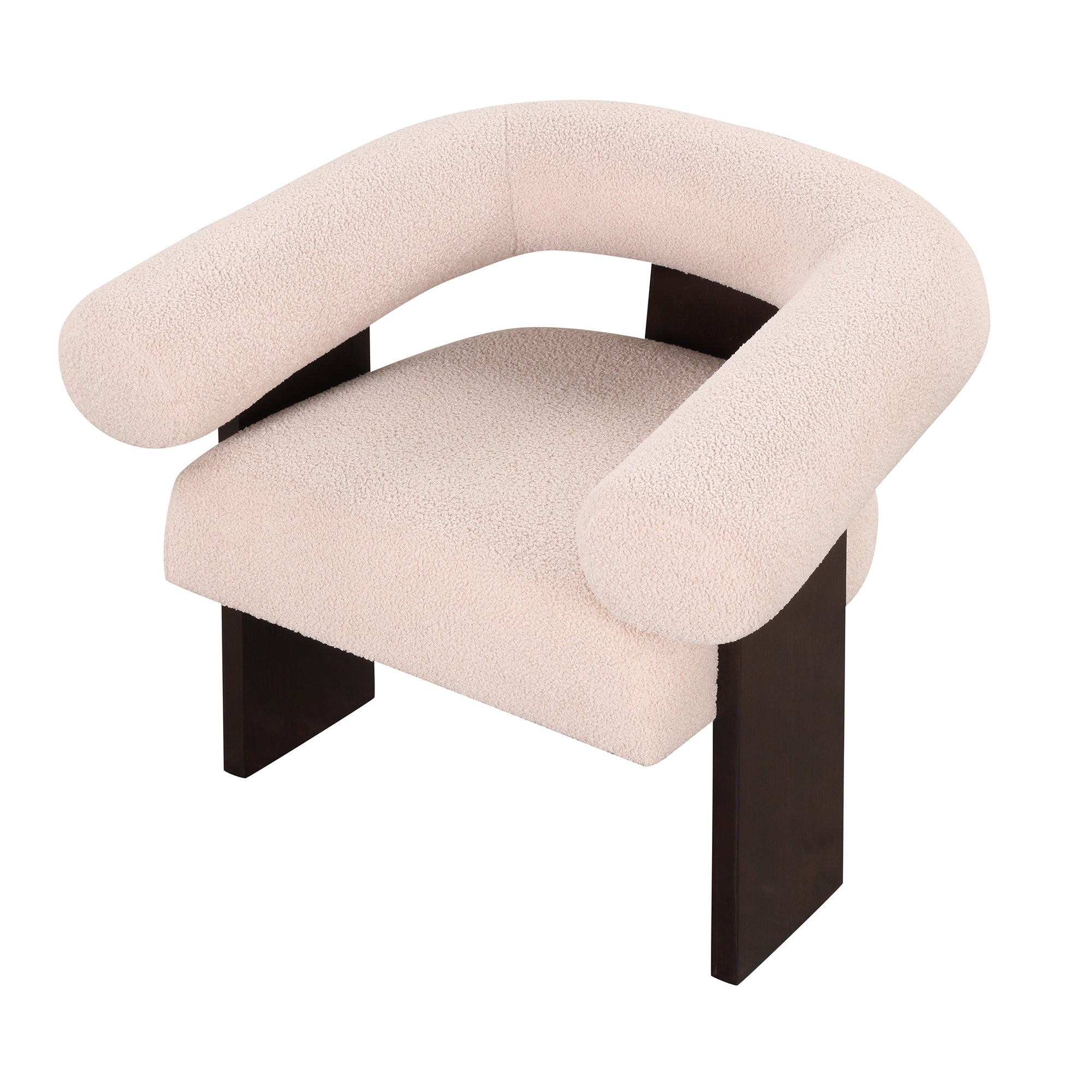 The Curved Wishbone Frame Accent Chair Teddy Velvet - Beige
