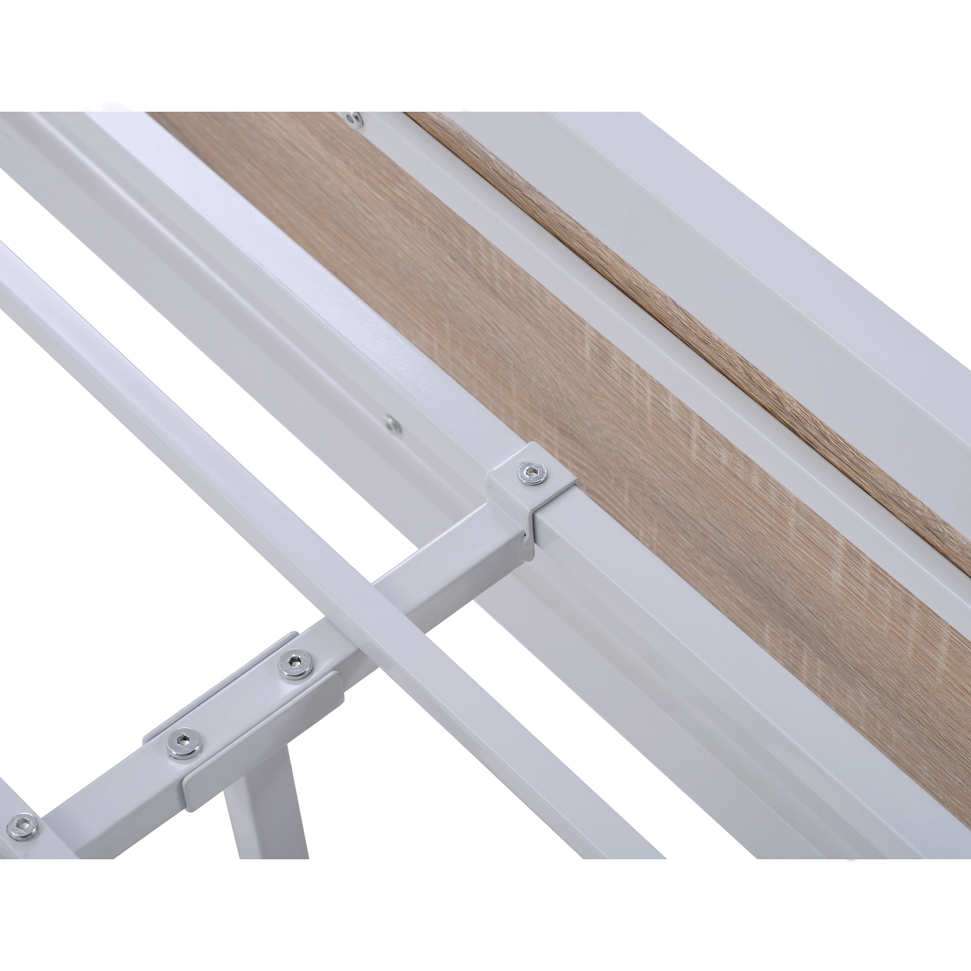 Full Size Platform Bed No Box Spring Needed- White