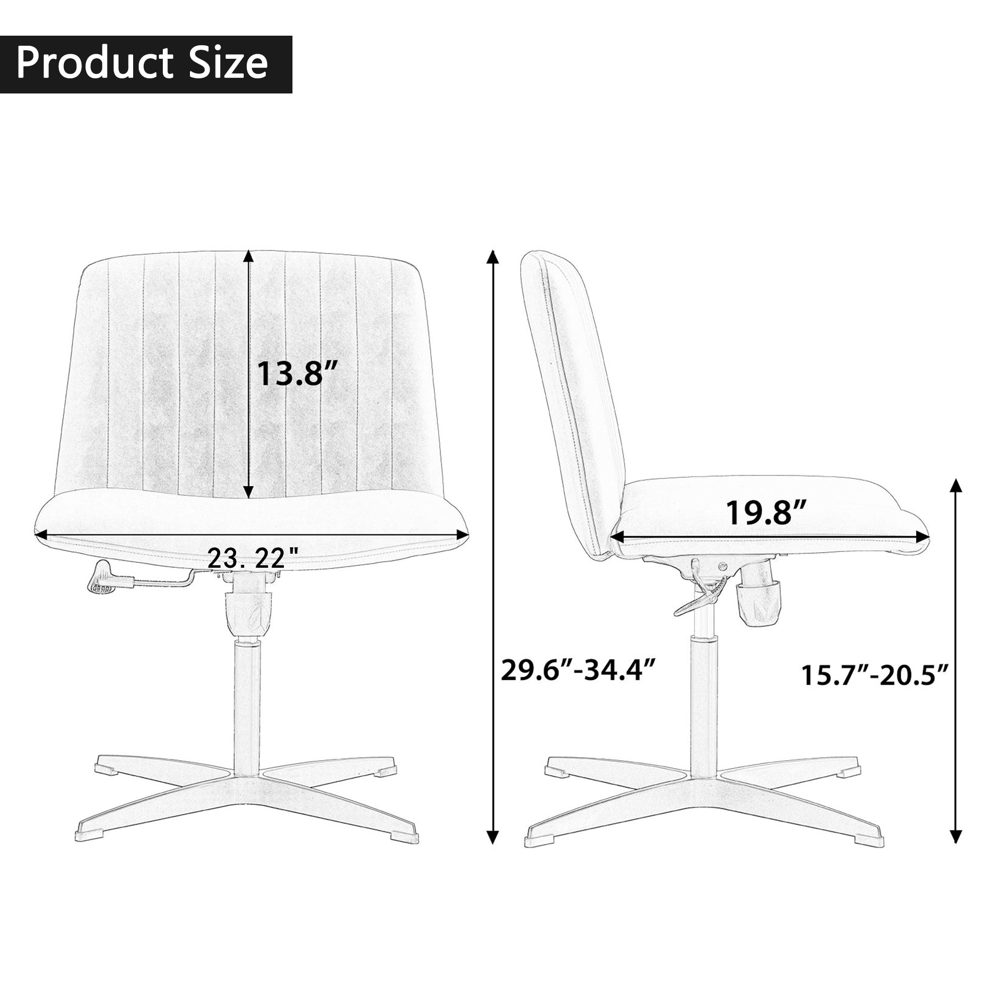 Chair Office Chair Adjustable 360 ° Swivel Cushion Chair With Black Foot - Beige