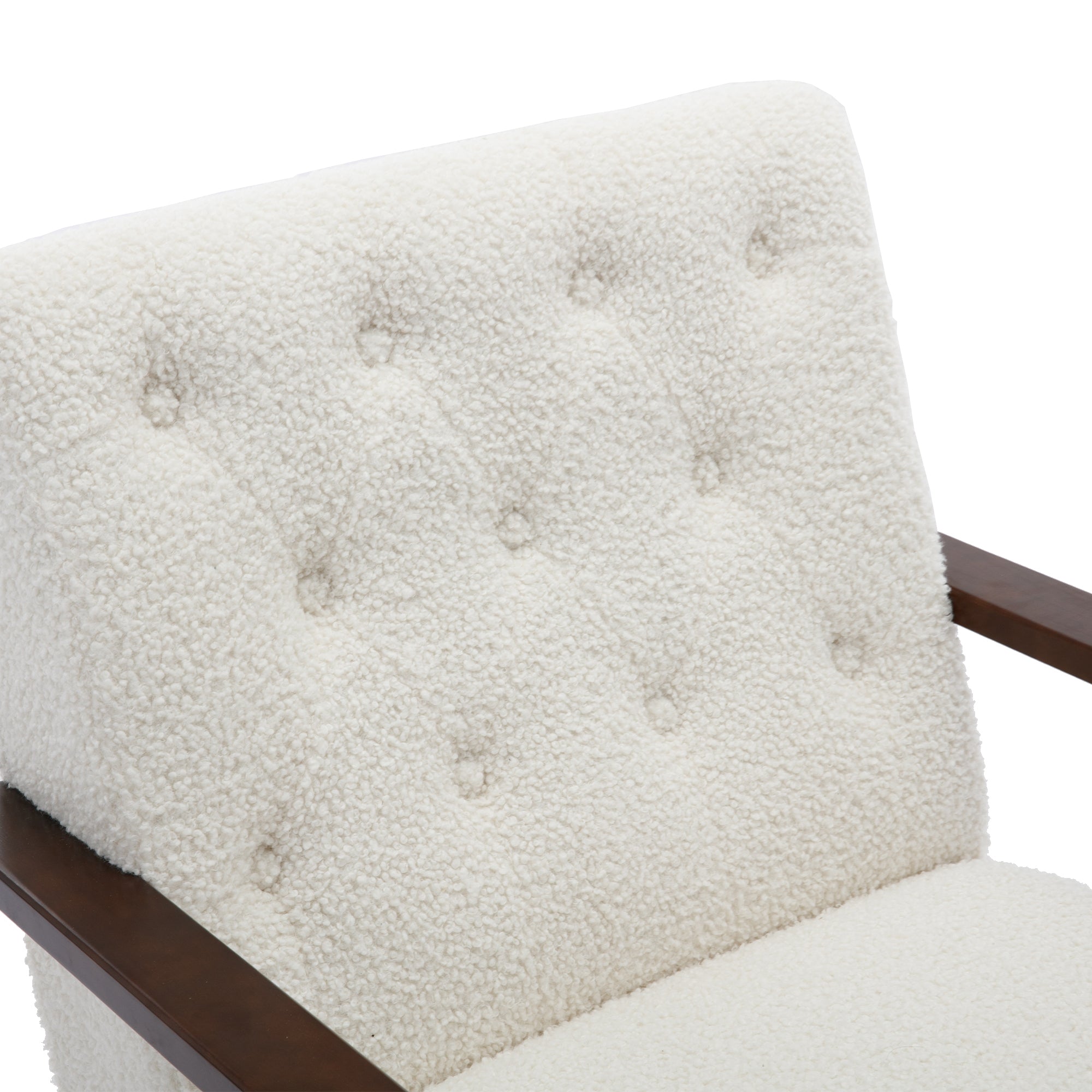 Wood Frame Modern Accent Chair Lounge Chair - White Teddy