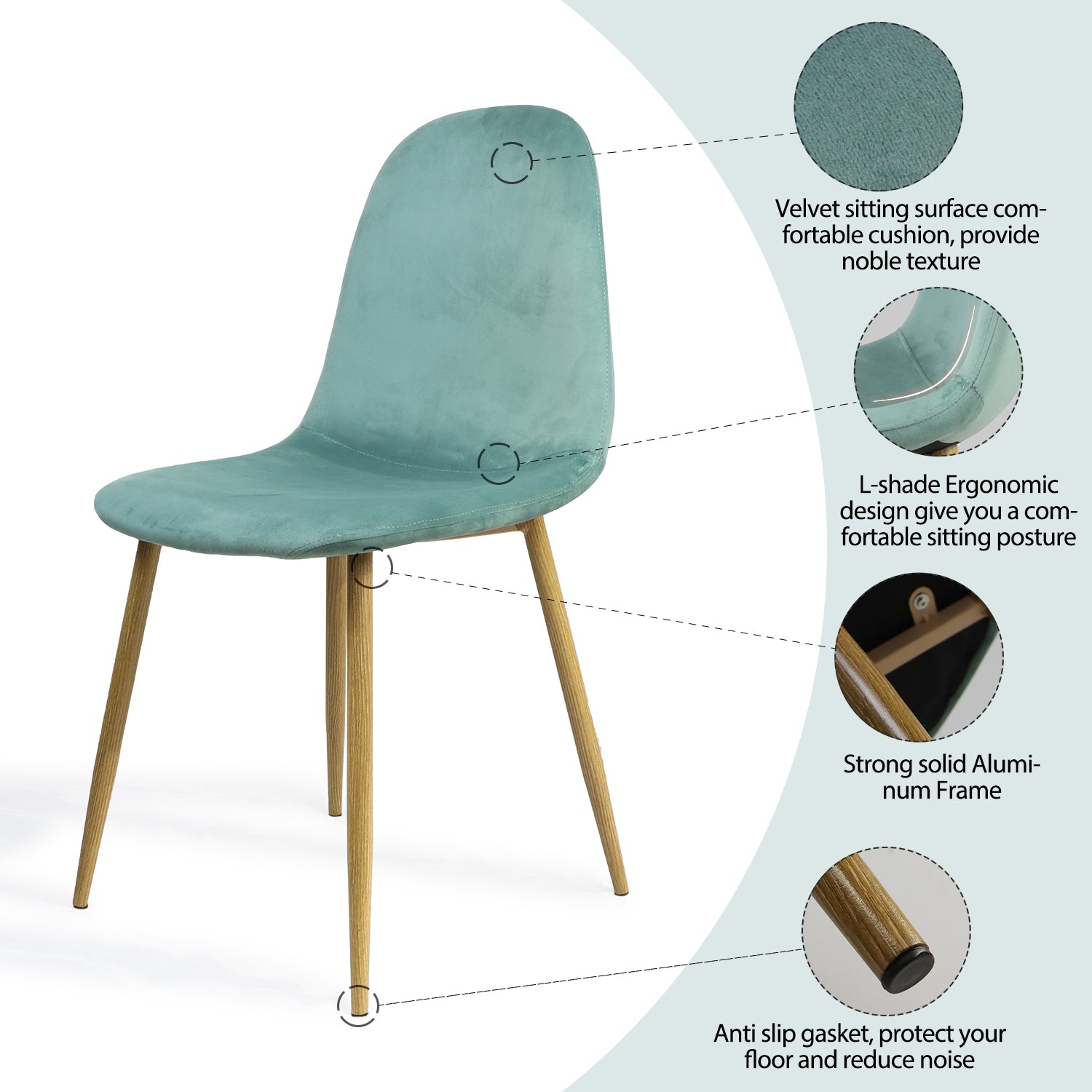 Mid Century Modern Side Dining Chairs (Set of 4) - Light Green