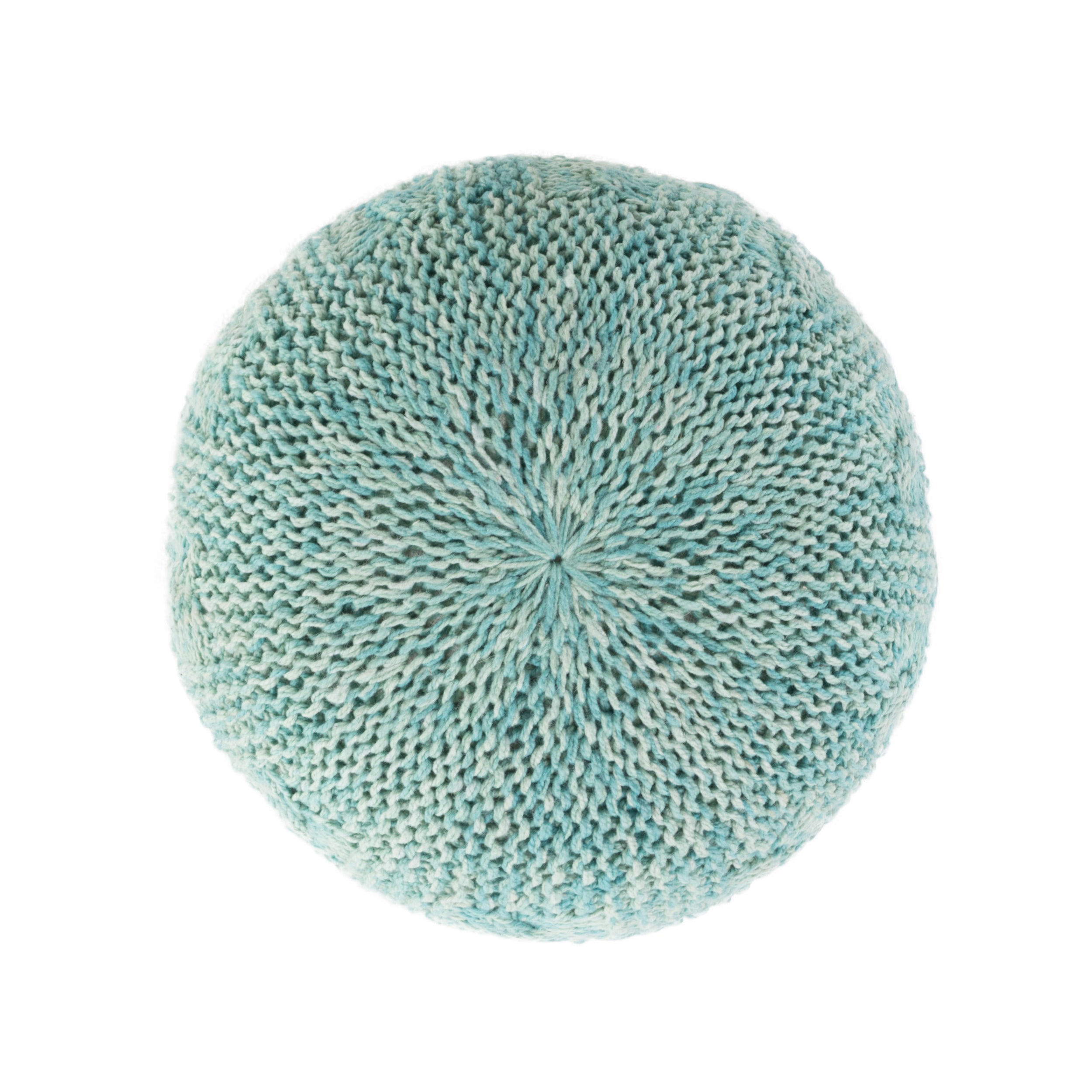 Handcrafted Modern Fabric Weave Pouf - Aqua Blue