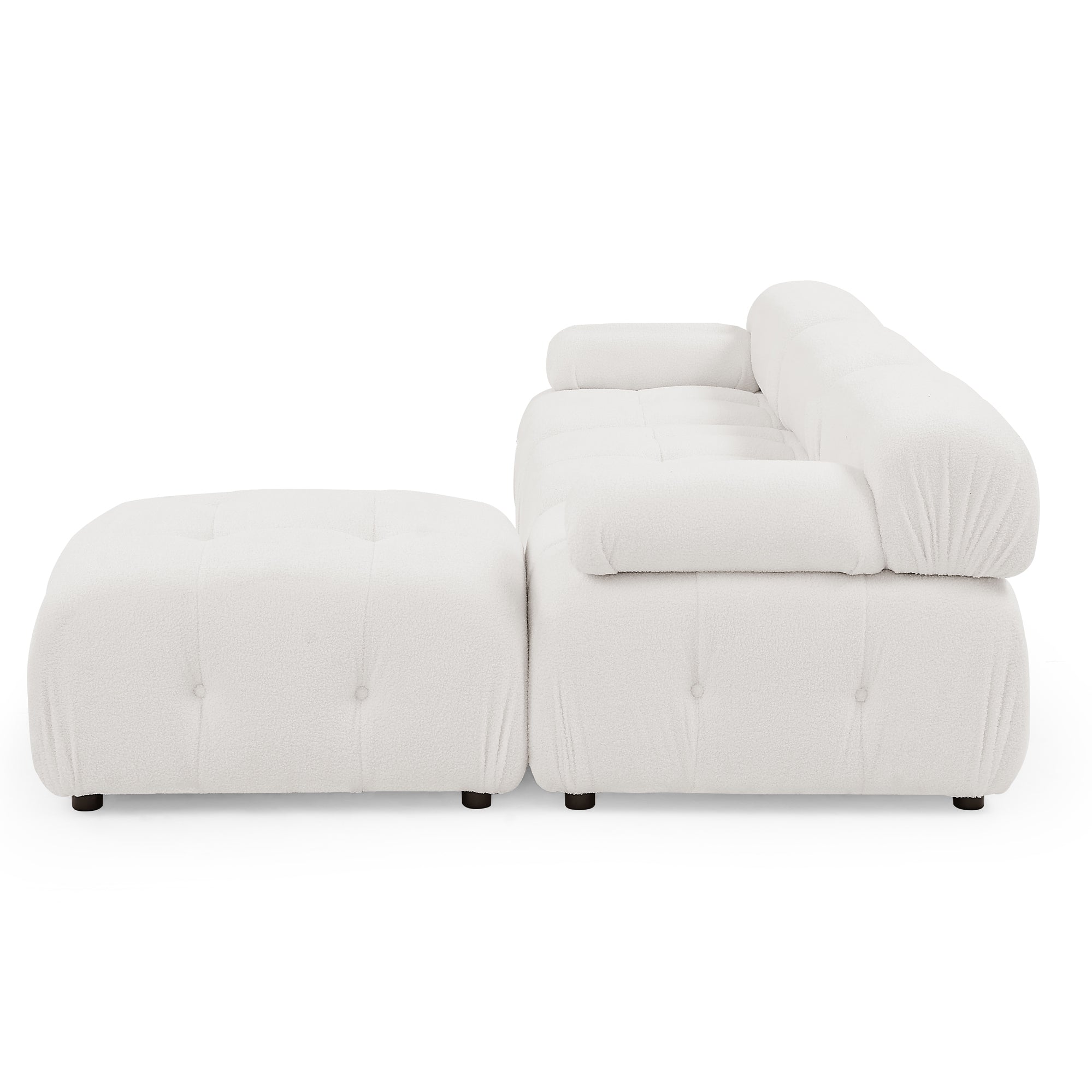 Modular Sectional Sofa, Button Tufted Designed and DIY Combination,L Shaped Couch with Reversible Ottoman - Ivory Teddy Fabric