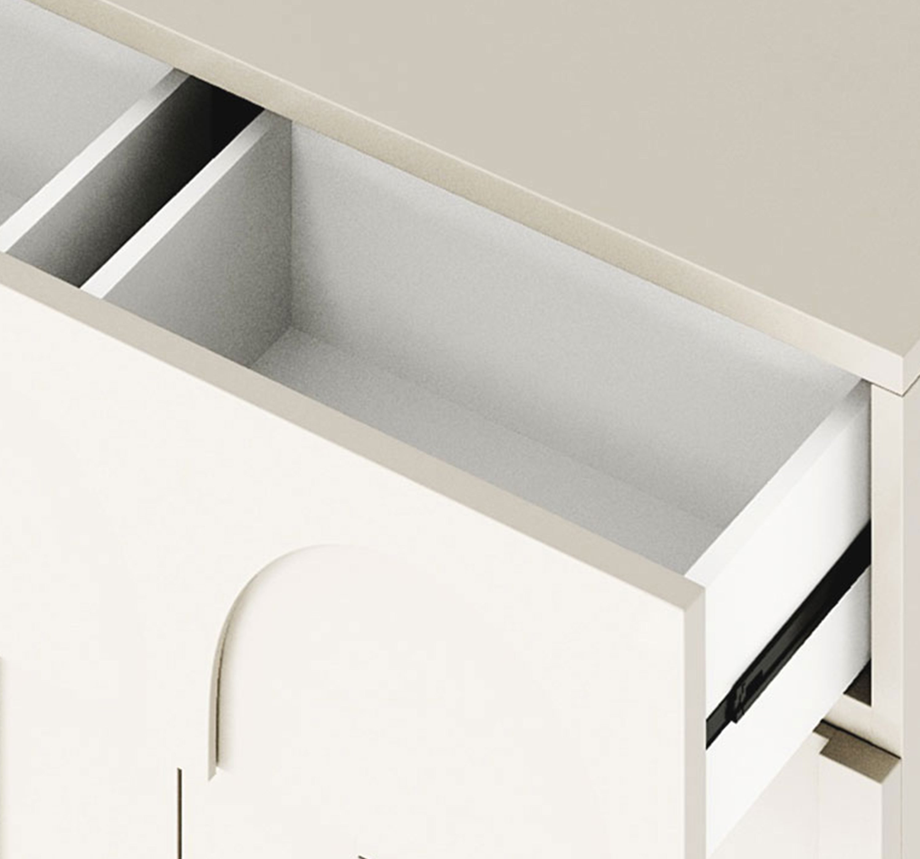 Modern Style Six-Drawer Dresser Sideboard Cabinet Ample Storage Spaces - Half Gloss White
