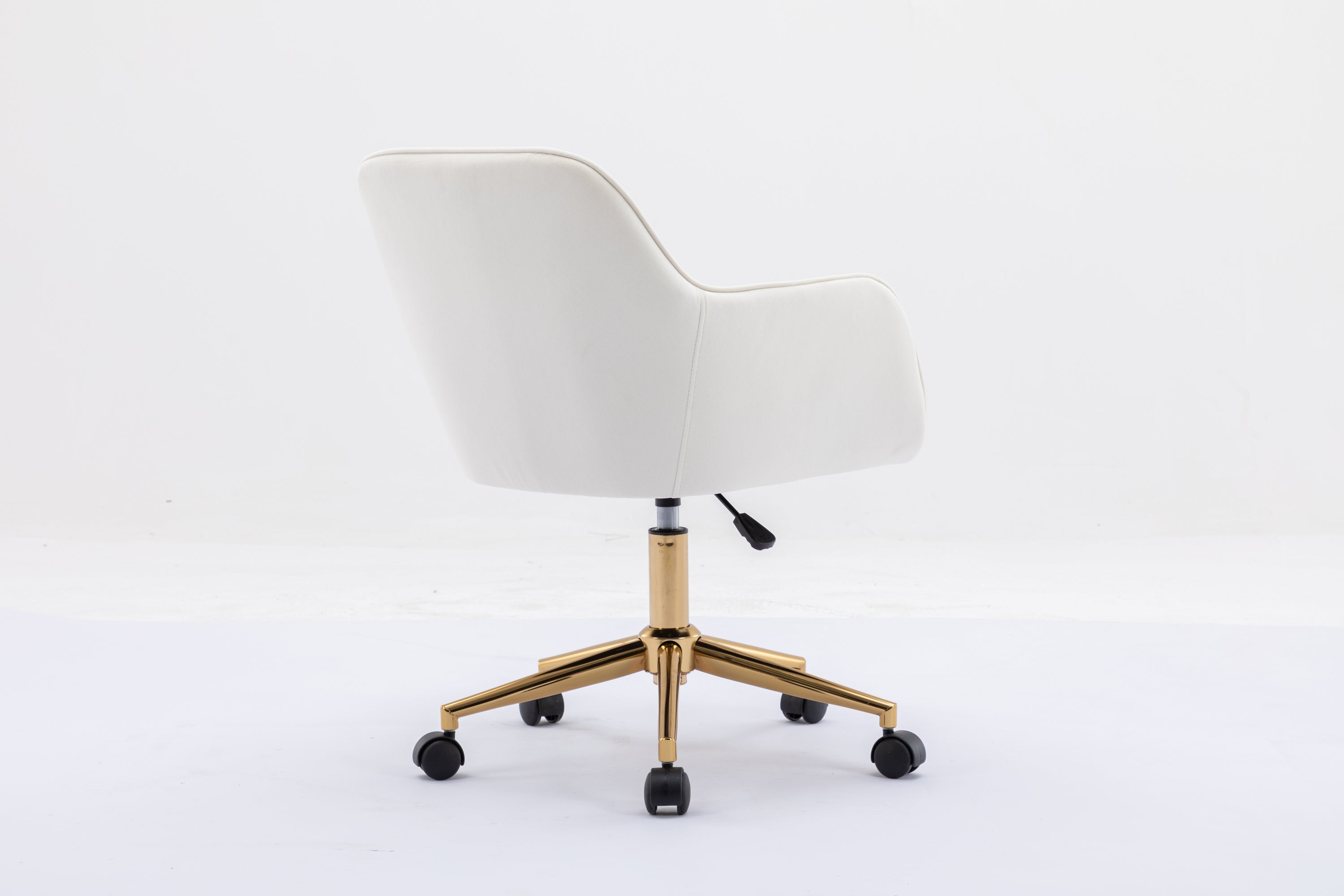 Modern Velvet Adjustable Height 360 revolving Home Office Chair with Gold Metal Legs - Ivory White