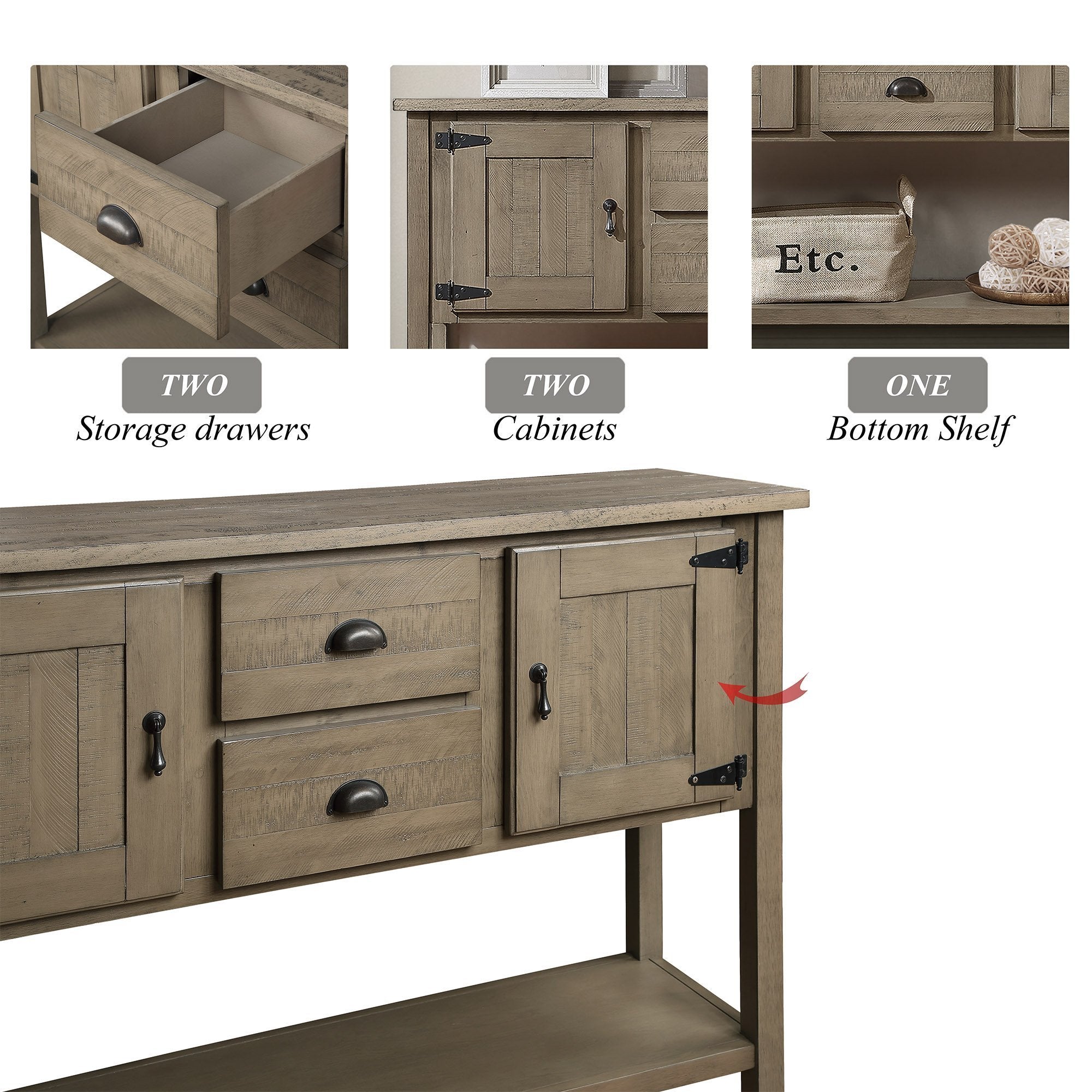 Wood sideboard with cabinets