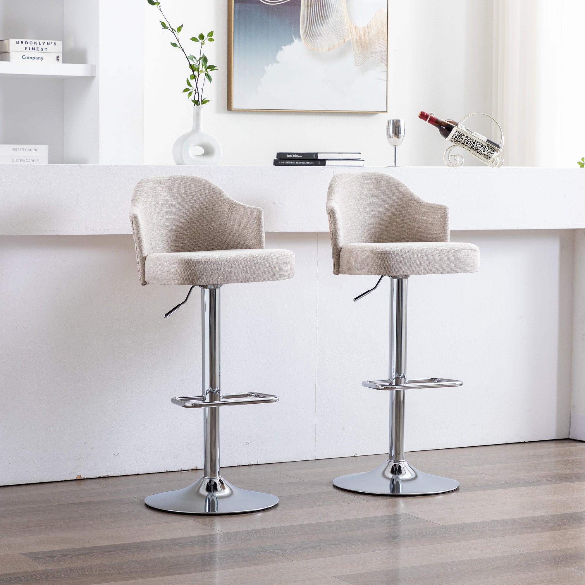 Counter Swivel Bar Stools Adjustable (Set of 2) - Beige