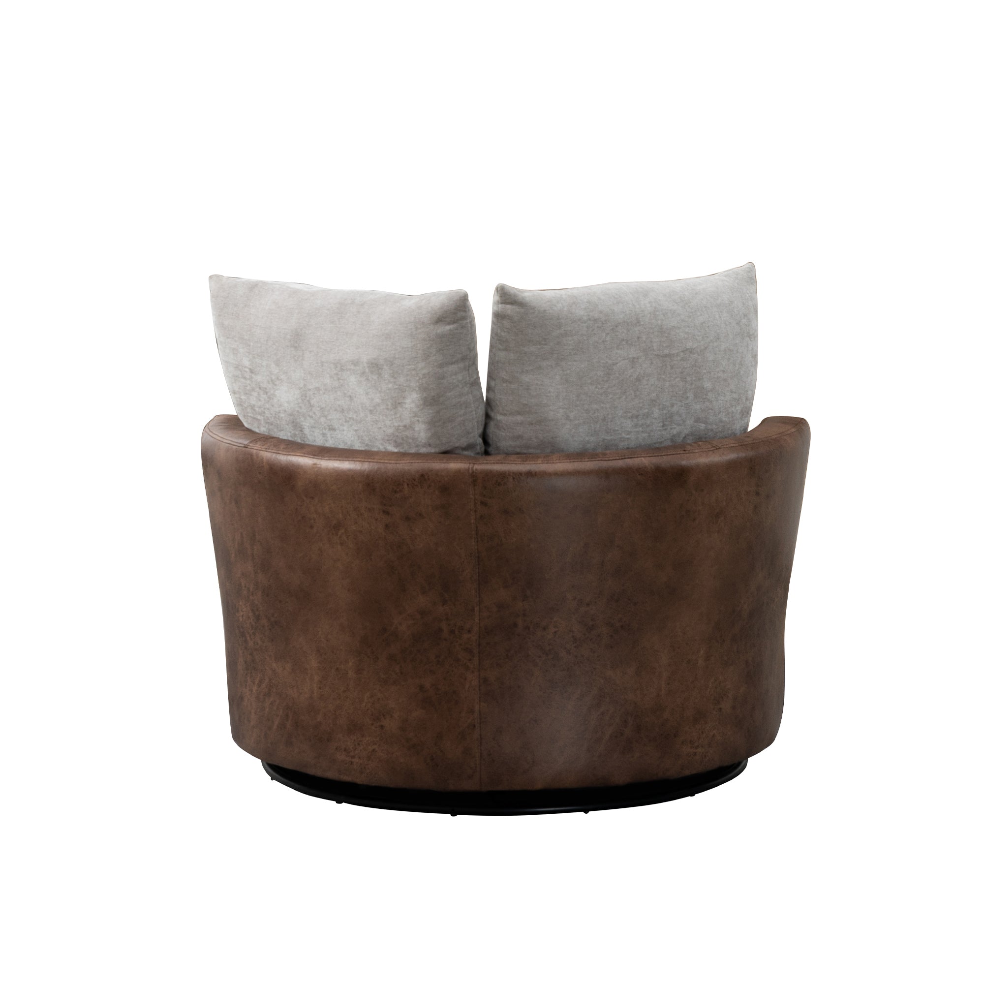 Accent Barrel Chair and Sofa With 4 Pillows 360 Degree Swivel Round Sofa- Light Gray