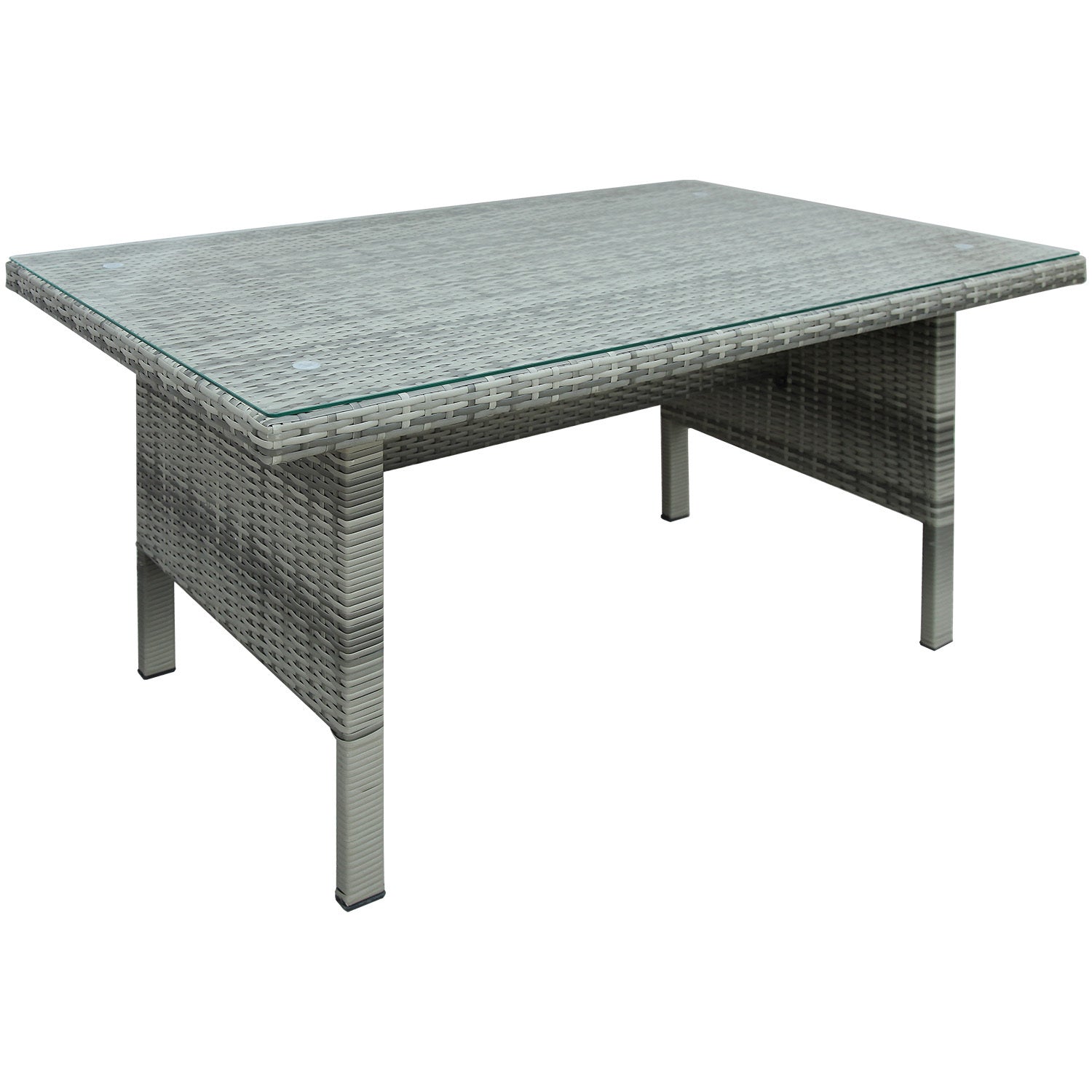 6-Piece Patio Furniture Set Outdoor Sectional Sofa with Glass Table, Ottomans for Pool, Backyard, Lawn - Gray