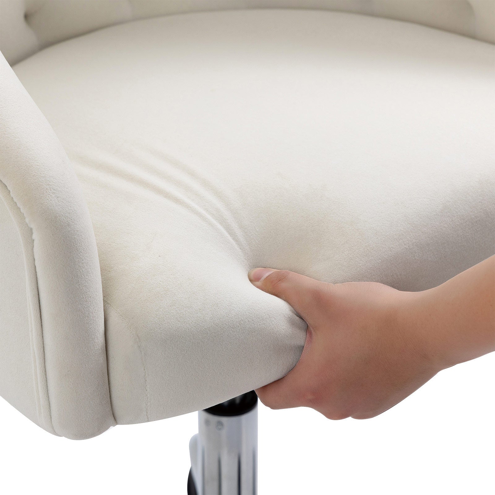 Modern Velvet Swivel Armchair, Office Chair with Soft Seat - White