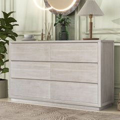 Modern Style Solid Wood 6-Drawer Dresser - Stone Gray