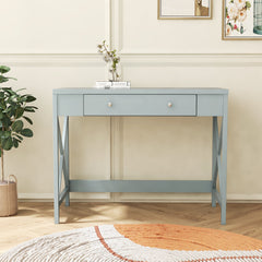 Modern Home Office Writing Desk with 1 Storage Drawer - Grey