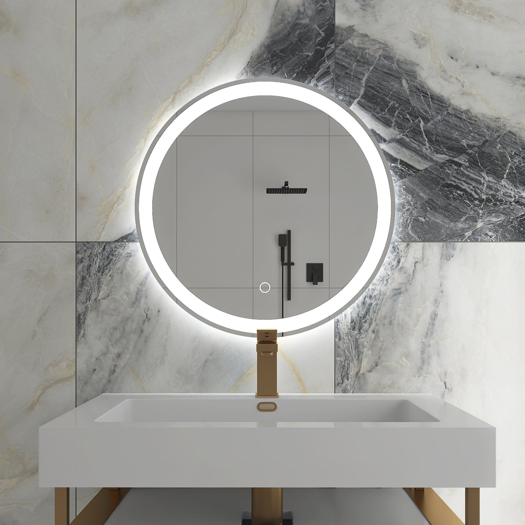 MAICOSY 24" Round LED Bathroom Mirror Vanity Makeup Bluetooth Antifog Dimmable