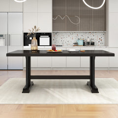 Retro Style Dining Table 78” Wood Rectangular Table, Seats up to 8 - Espresso