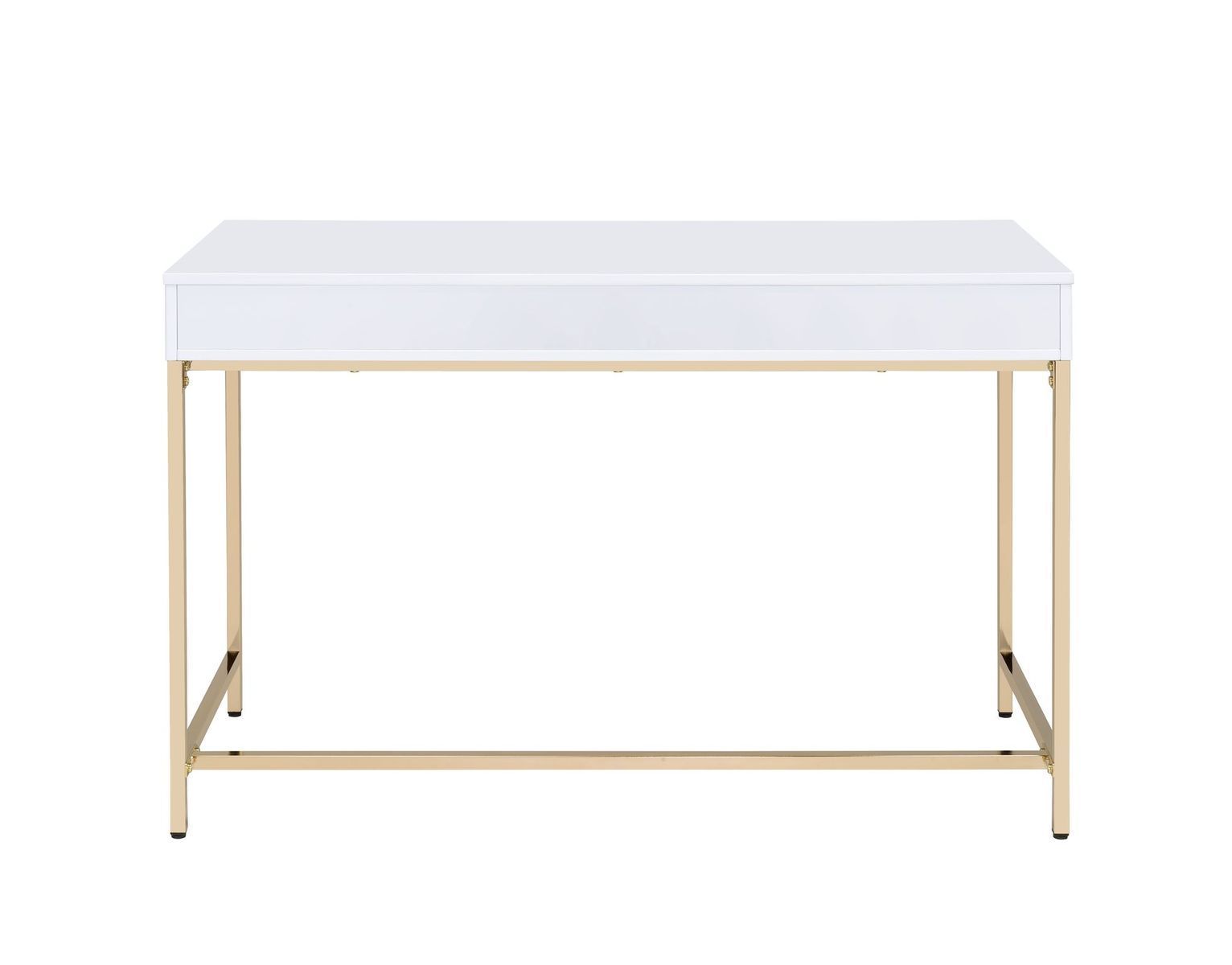  White High Gloss & Gold Contemporary Desk