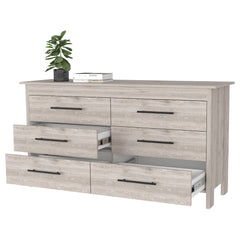 6-Drawer Rectangle Dresser Light Gray