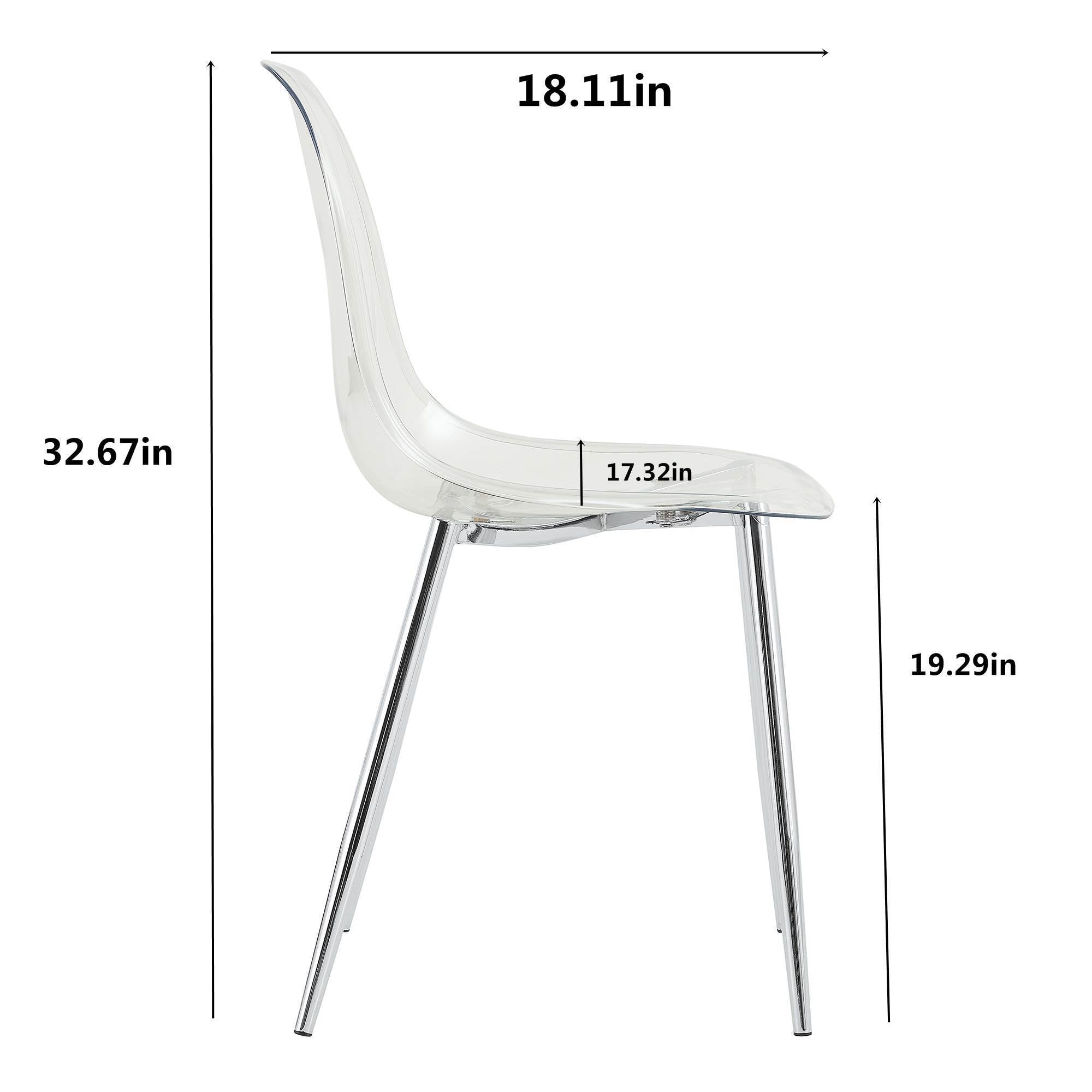 Modern Simple Transparent Dining Chair (Set of 4) - Transparent