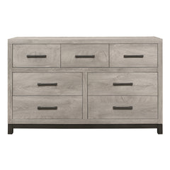 Light Gray Finish Dresser 7x Drawers Metal Bar Hardware Premium Melamine Board