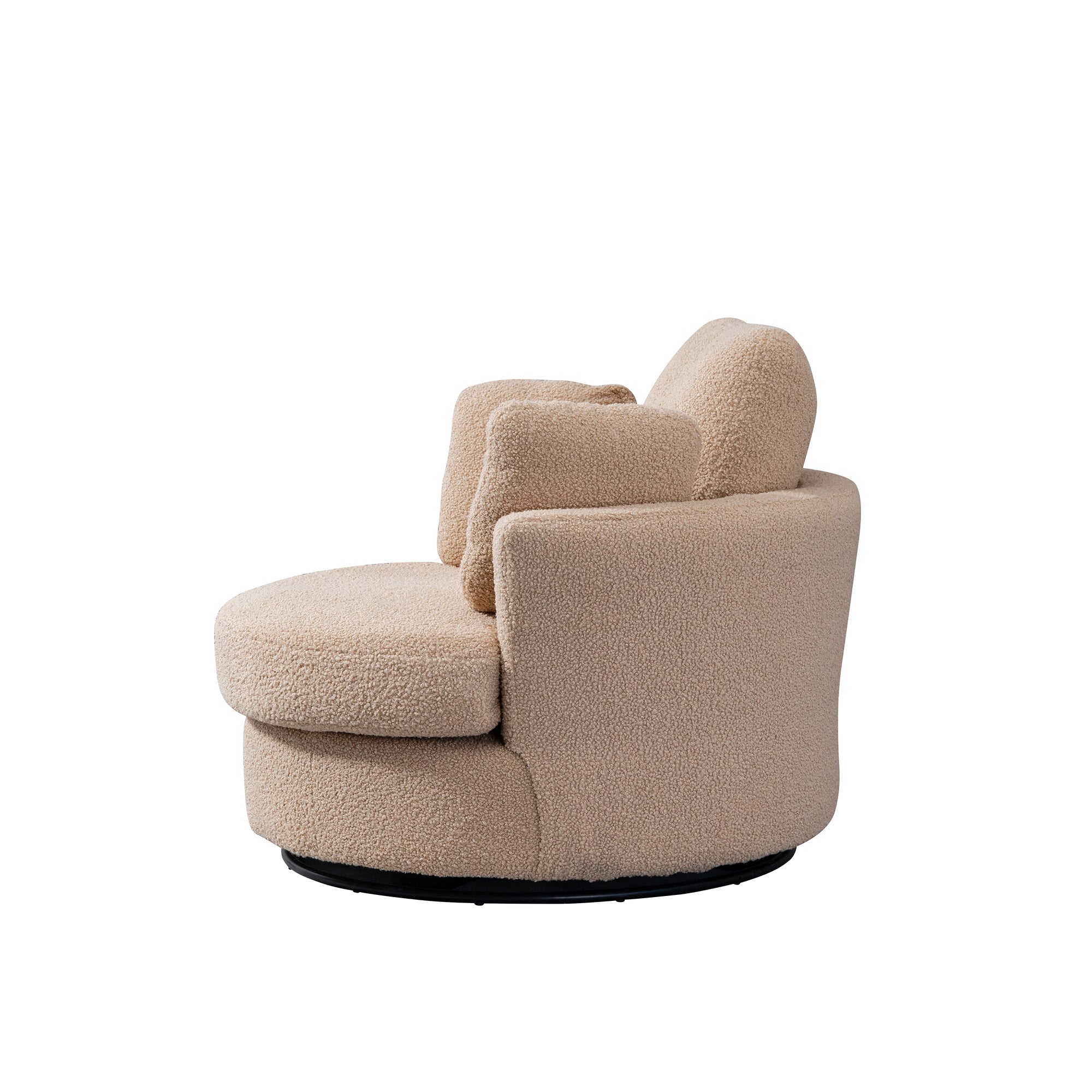 42.2" Cozy Club Chair, Swivel Barrel Chair With 3 Pillows, Swivel Round Sofa Modern Arm Chair - Light Camel