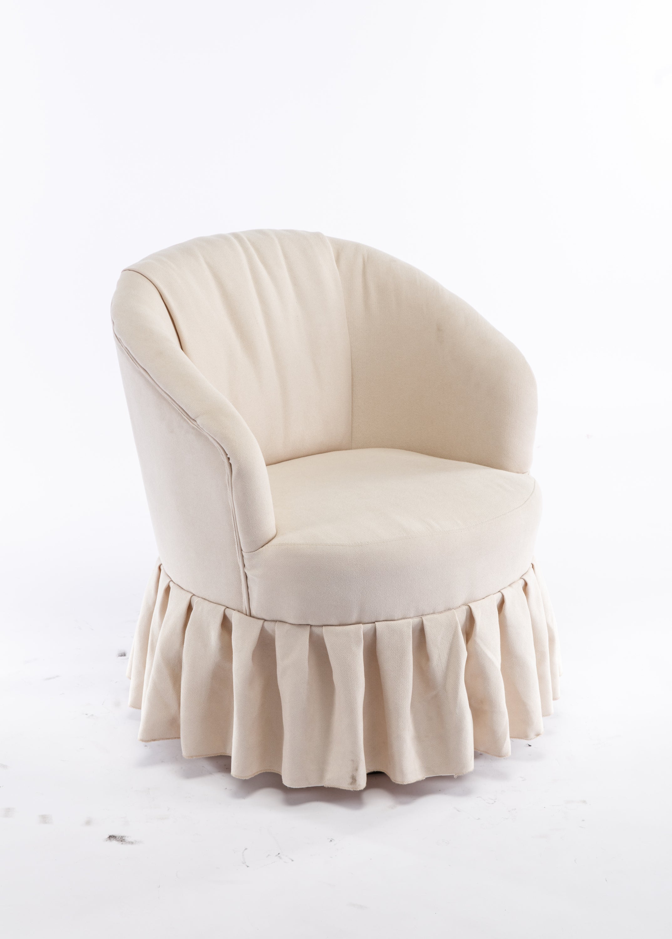 Linen Fabric Accent Swivel Chair Auditorium Chair With Pleated Skirt - Beige