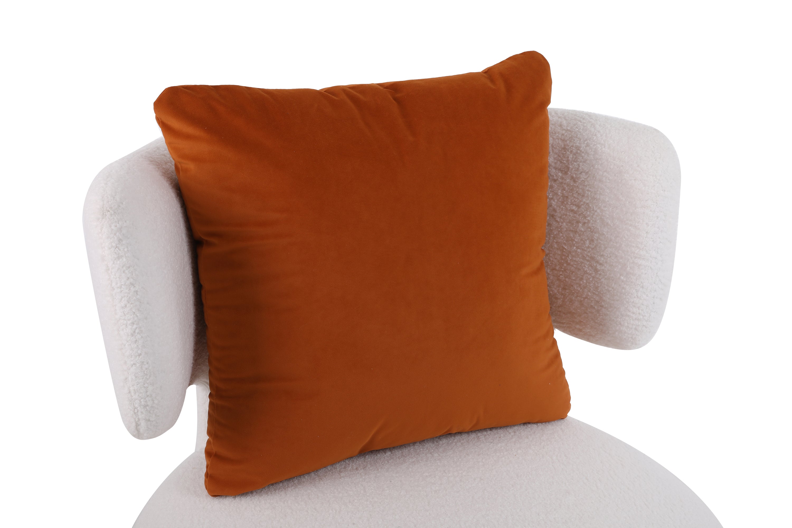 Swivel Accent Chair Armchair, Round Barrel Chair in Fabric  - White