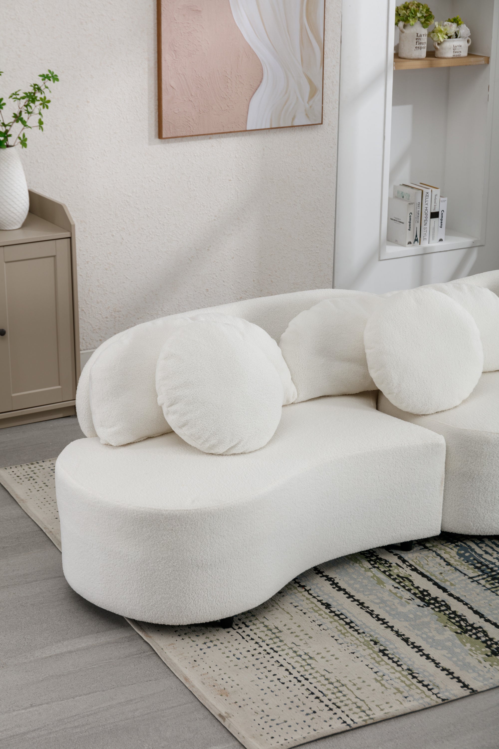 103.9" Modern Living Room Sofa Velvet Upholstered Couch Furniture - Beige