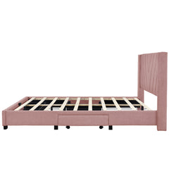 Queen Size Storage Bed Linen Upholstered Platform Bed with 3 Drawers - Pink