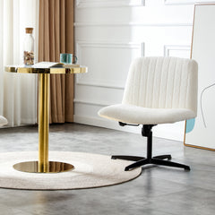 MAICOSY Swivel Home Office Desk Chairs Armless Adjustable 360 Velvet White Chair