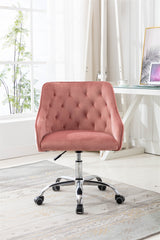 Modern Velvet Swivel Chair with Silver Feet - Pink
