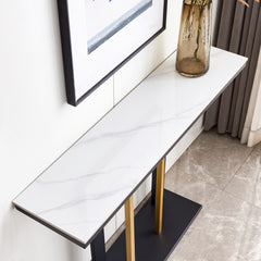 Modern Console Table Metal Frame with Adjustable Foot Pads - Black