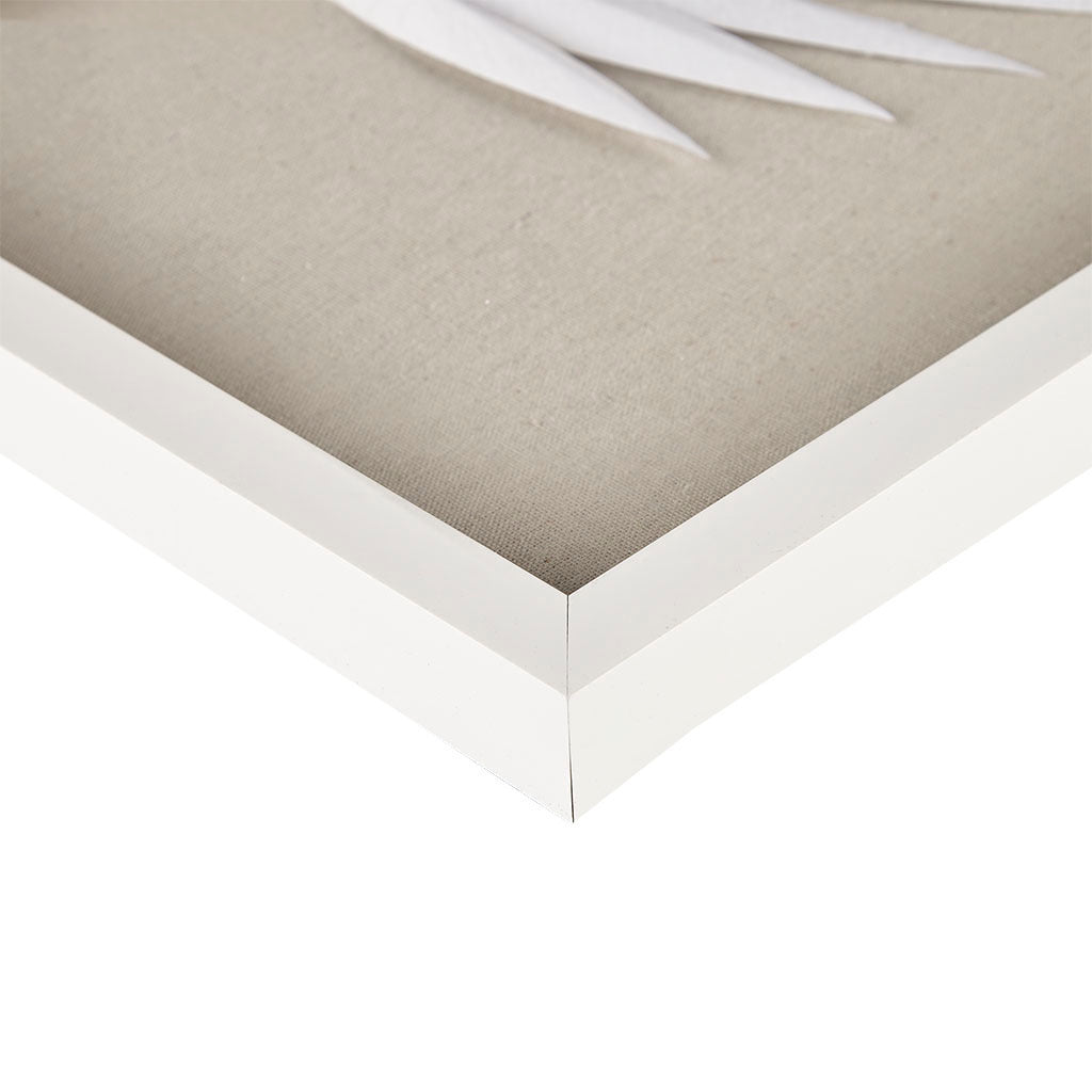 Sabal Framed Rice Paper Palm Leaves 3-piece Shadowbox Wall Decor Set - Natural & White