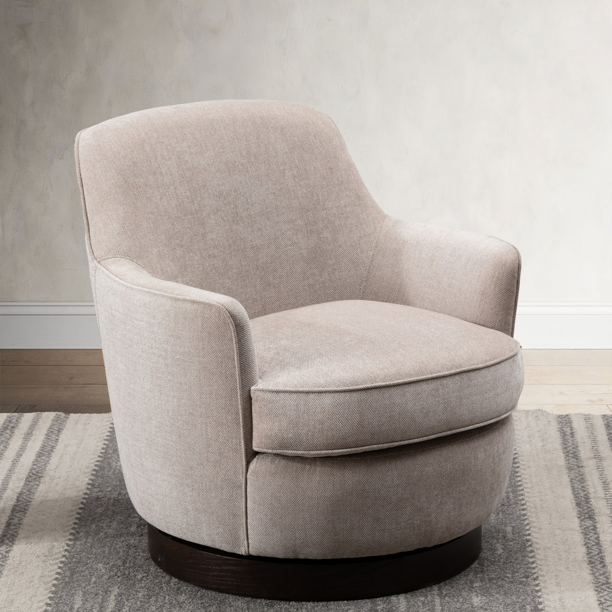 Oatmeal Wood Base Swivel Chair - Natural