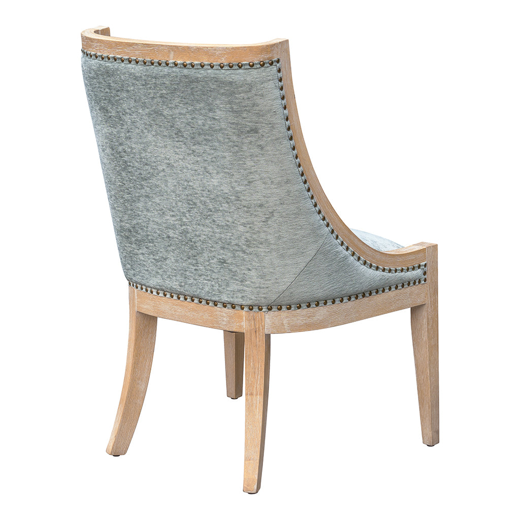 Green Wood Upholstered Dining Chair with Nailhead Trim