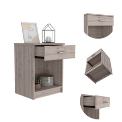 Nightstand 1 Drawer 1 Shelf - Light Grey