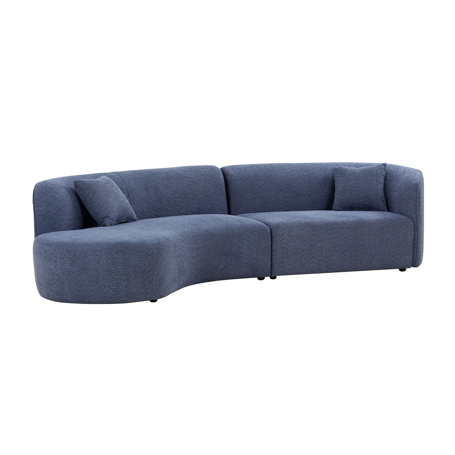 126" 2-Piece Set Luxury Modern Upholstery Curved Sofa, Left Hand Facing Sectional, Boucle Couch - Blue