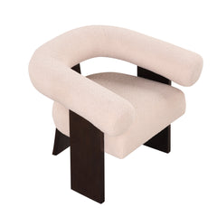 The Curved Wishbone Frame Accent Chair Teddy Velvet - Beige