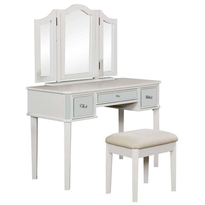 Contemporary White Vanity w/ Stool