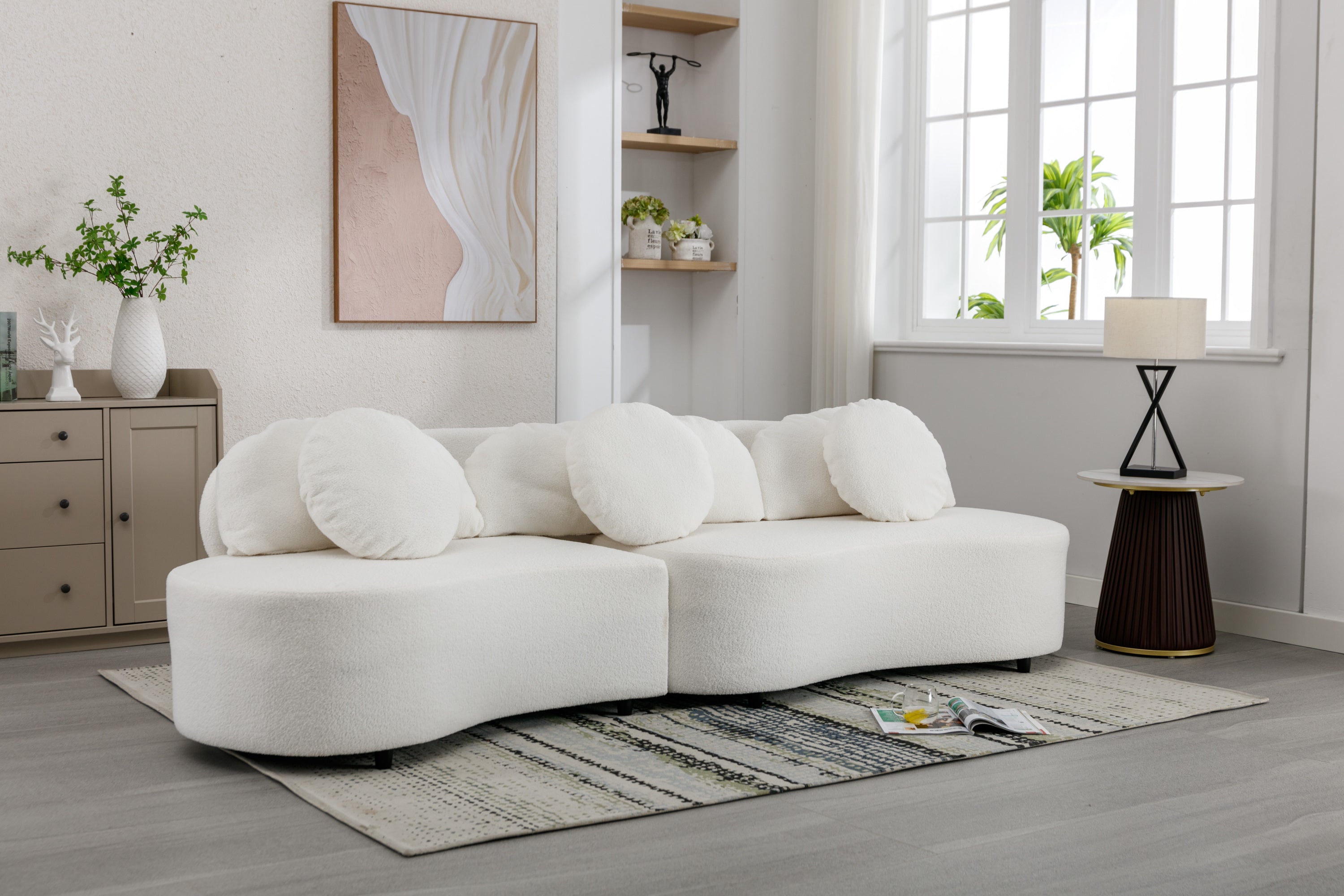 103.9" Modern Living Room Sofa Velvet Upholstered Couch Furniture - Beige