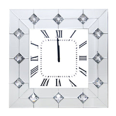 Wall Clock in Mirrored & Faux Rhinestones