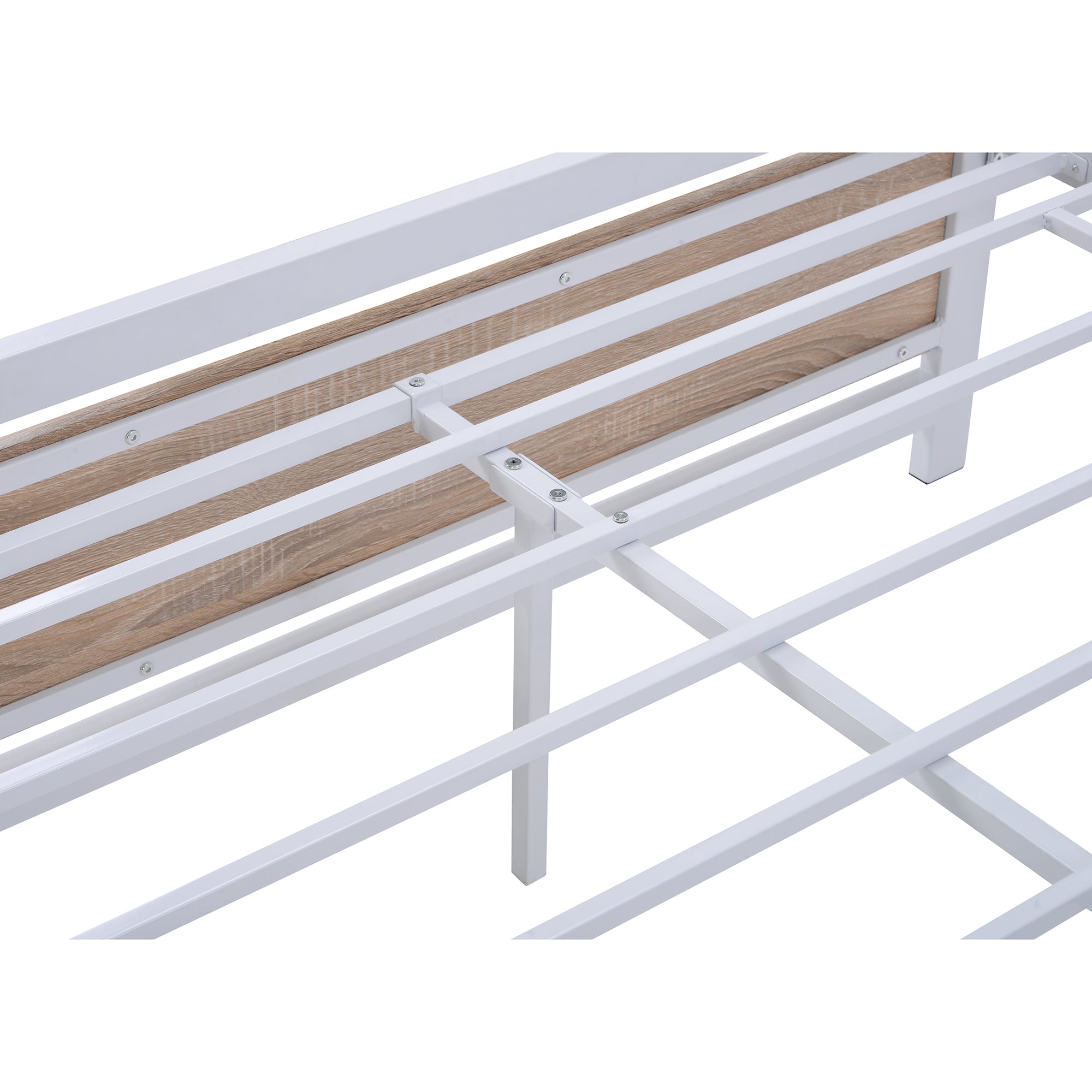 Full Size Platform Bed No Box Spring Needed- White
