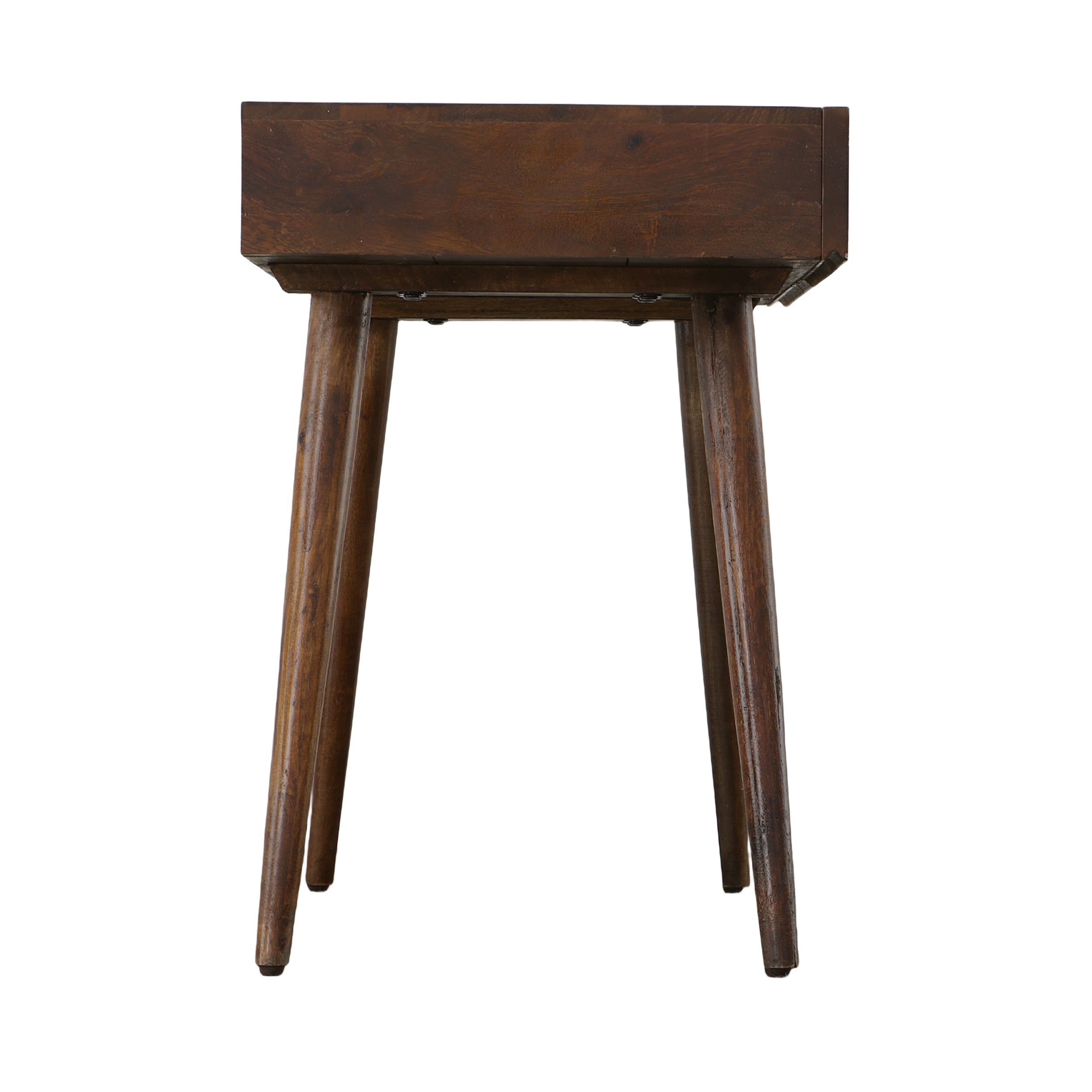 Mango Wood Writing Desk with 2 Drawers and Tapered Legs - Brown