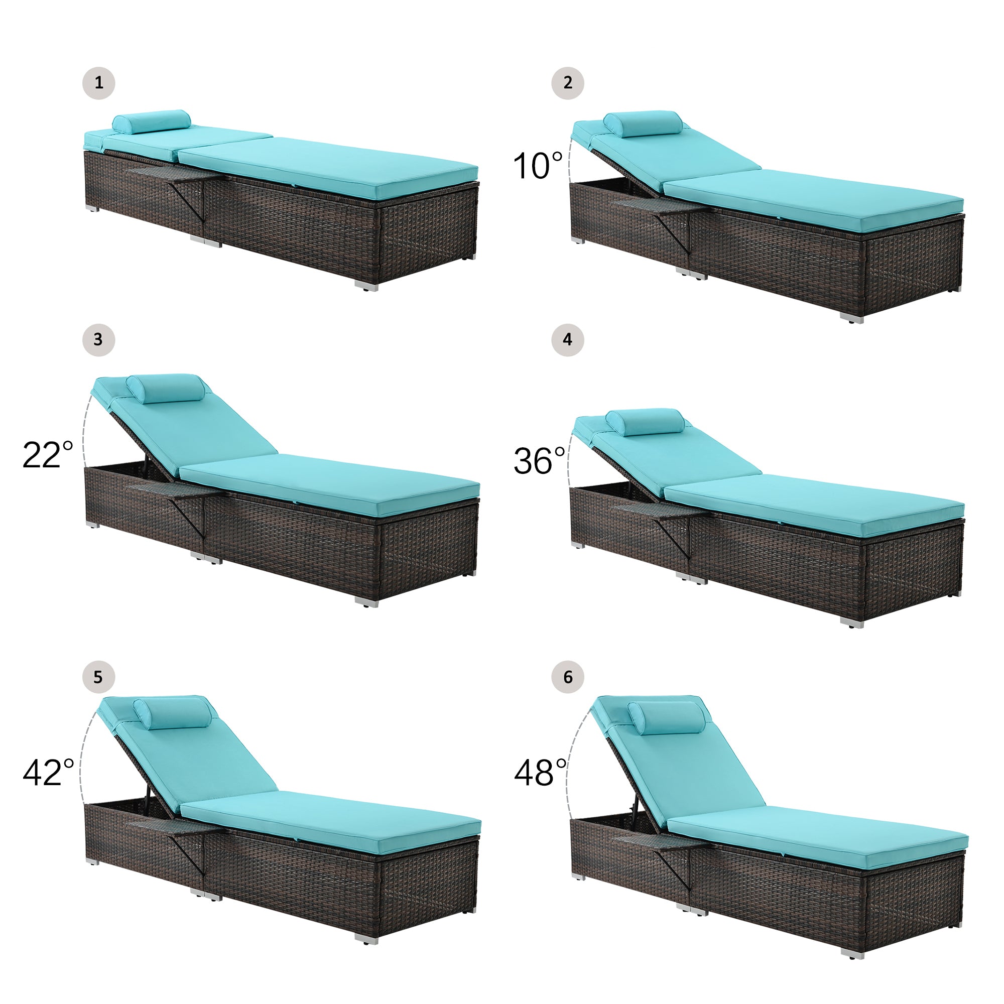 Outdoor PE Wicker Chaise Lounge - 2 Piece patio lounge chair; chaise lounge; lazy boy recliner;outdoor lounge chairs set of 2 beach chairs; recliner chair with side table  (Same as W213S00038)