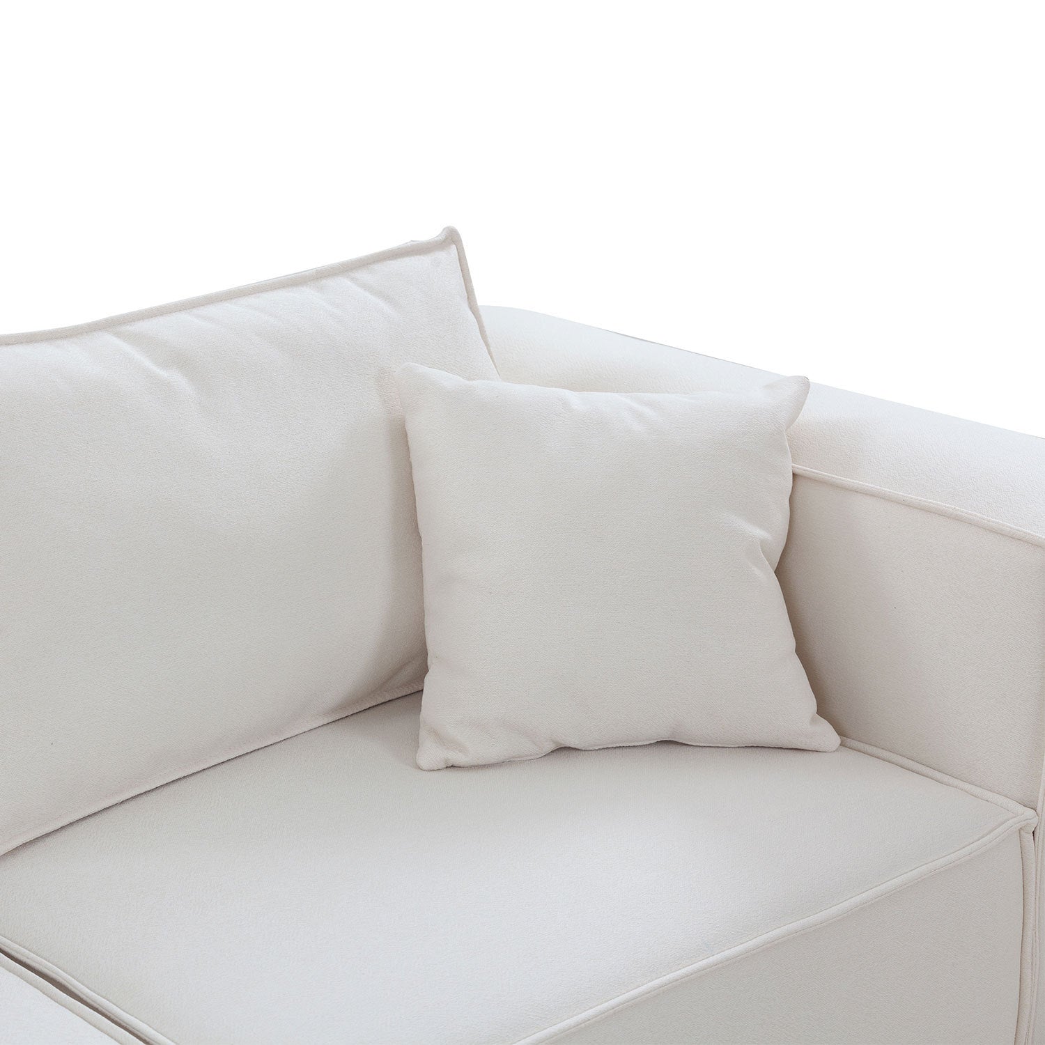Modular Sectional Living Room Sofa Set, Modern Minimalist Style Couch with Ottoman and Reversible Chaise, L-Shape - White