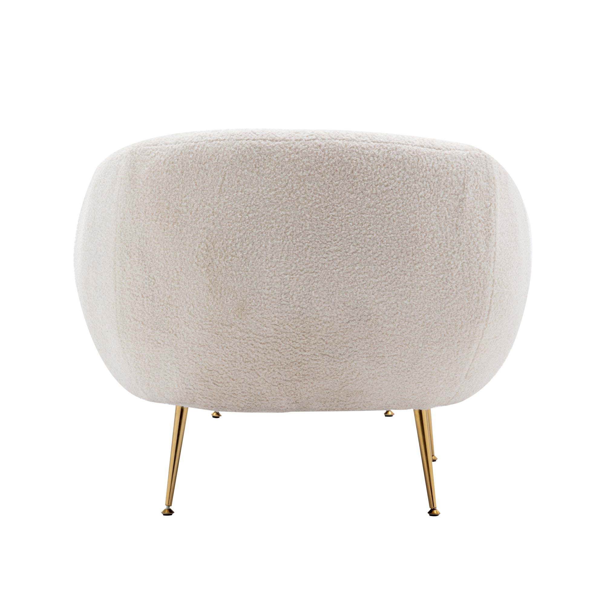 Modern Teddy Short Plush Comfy Armchair with Ottoman - White
