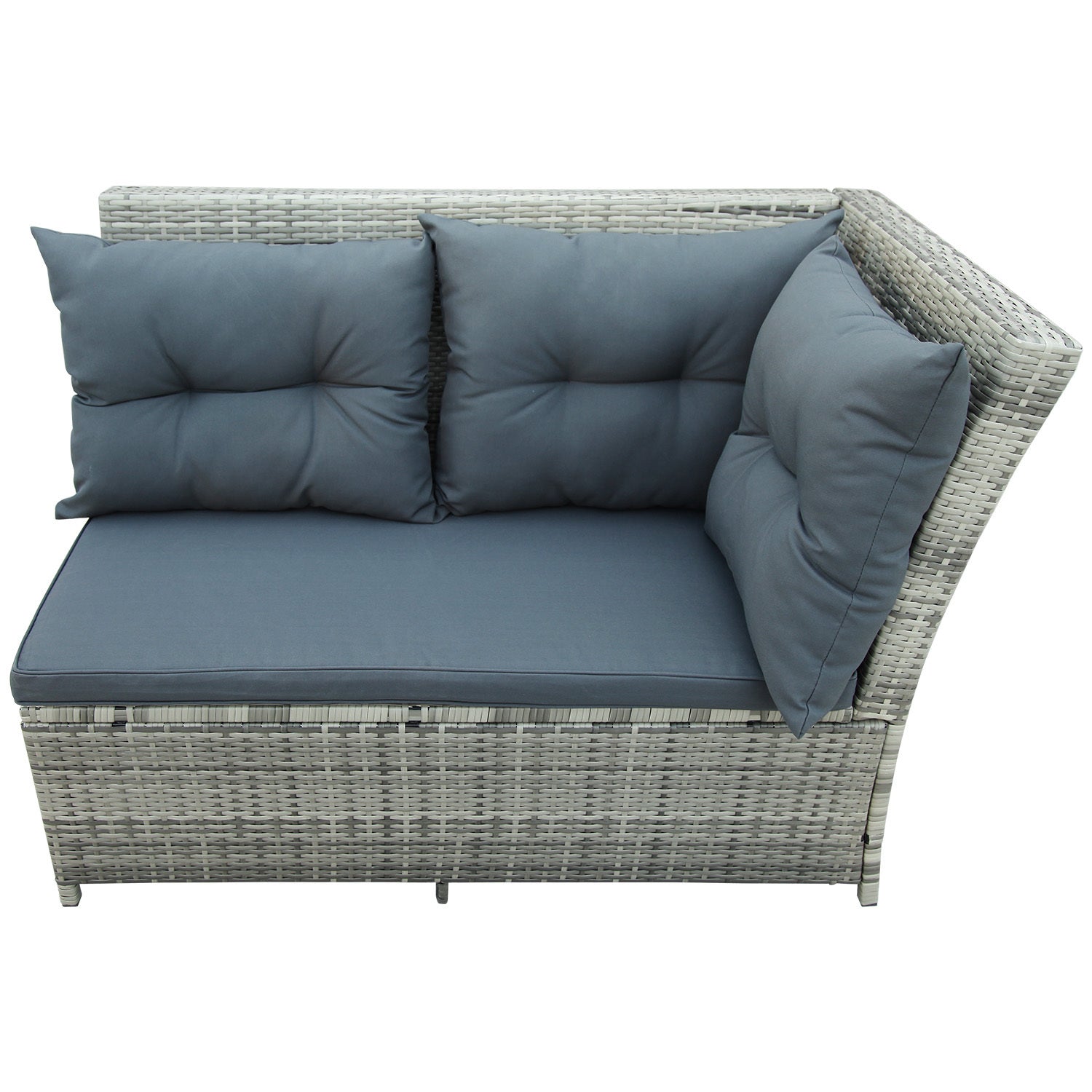 6-Piece Patio Furniture Set Outdoor Sectional Sofa with Glass Table, Ottomans for Pool, Backyard, Lawn - Gray